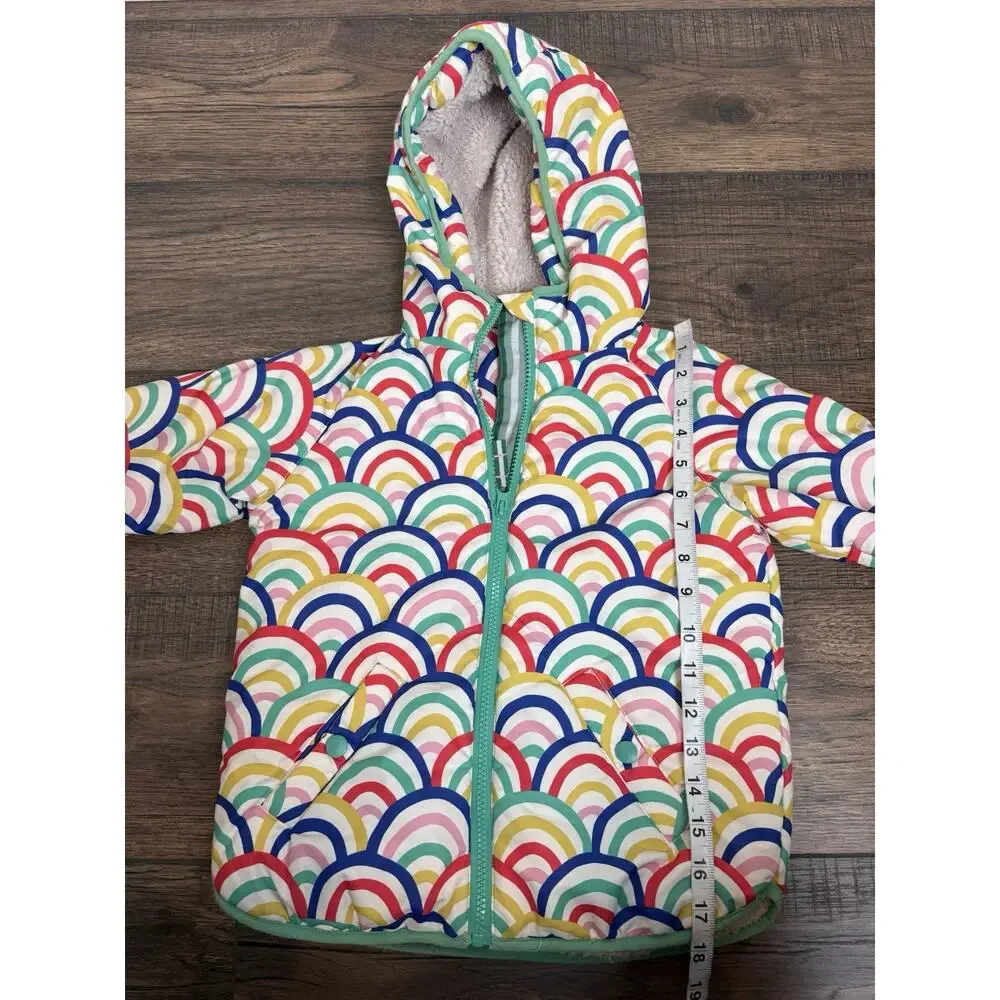 Mini Boden Girls Rainbow Arches Fleece Lined Puffer Jacket Coat Hooded 5-6